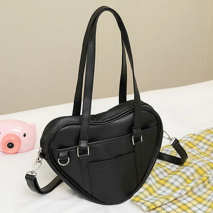 eybag Japanese Kawaii Heart Handbags for Women Sweet Girls JK Uniform PU Shoulder Bags College Students Teenagers Schoolbags Satchels