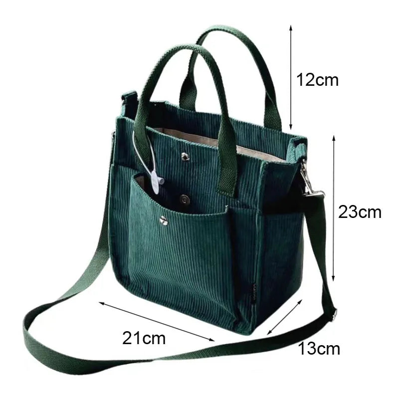 eybag Women's Corduroy Shoulder Bag Ladies Tote Bag Fashion Handbag Messenger Bags Portable Crossbody Shopper Bag Casual