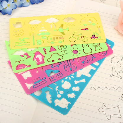 eybag 4Pcs/Lot Children Drawing Template Rulers Creative Baby Painting Stencils Scrapbooking DIY Tools Art Craft School Supplies Toys