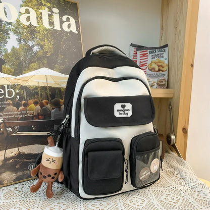 eybag Korean Campus Students Schoolbag Teen Girls Cute Backpack Large Capacity Oxford Waterproof Durable Travel Shoulders Backpack