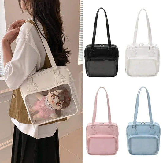 eybag High School Girls Uniform JK Crossbody Bag Japanese Harajuku Shoulder Bag Transparent Pocket Women Casual Large Capacity Handbag