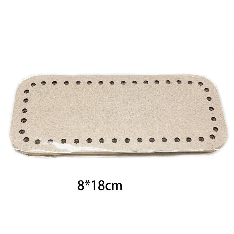 eybag 8x18cm Oval Long Bottom for Knitted Bag PU leather Bag Accessories Handmade Bottom With  holes DIY Crochet Bag Bottom