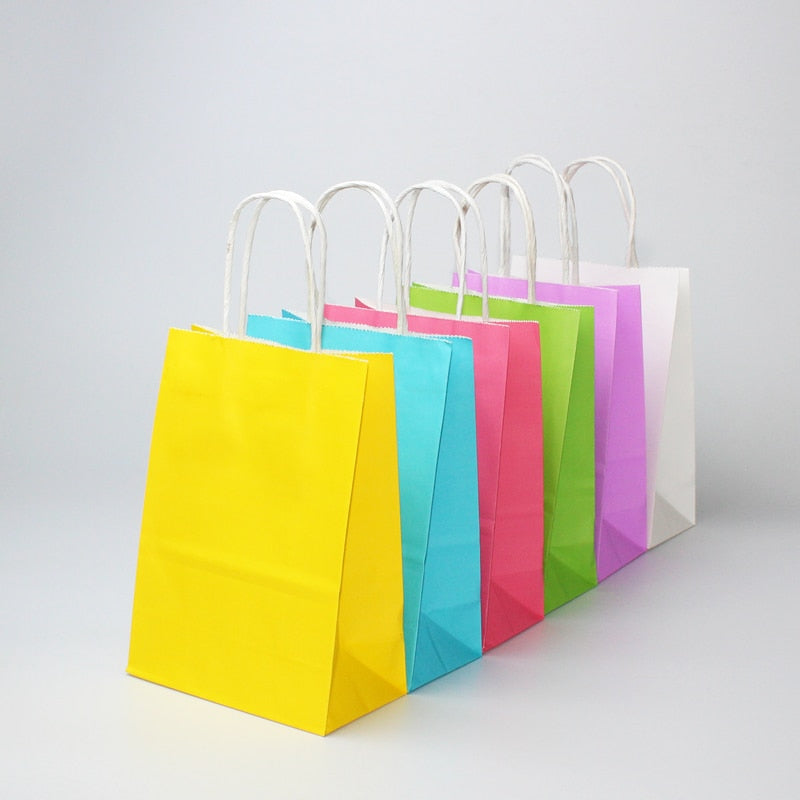 eybag 10/30/50pcs DIY Multifunction soft color paper bag with handles Festival gift bag shopping bags kraft paper packing bag