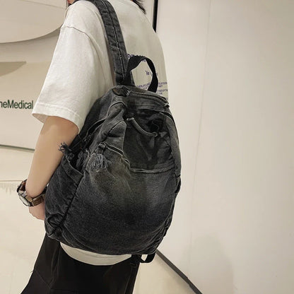 eybag New Trendy Cool Denim Backpack Women College Student Backpack Fashion Female School Bags For Teen Girls Boys Travel Student Bags