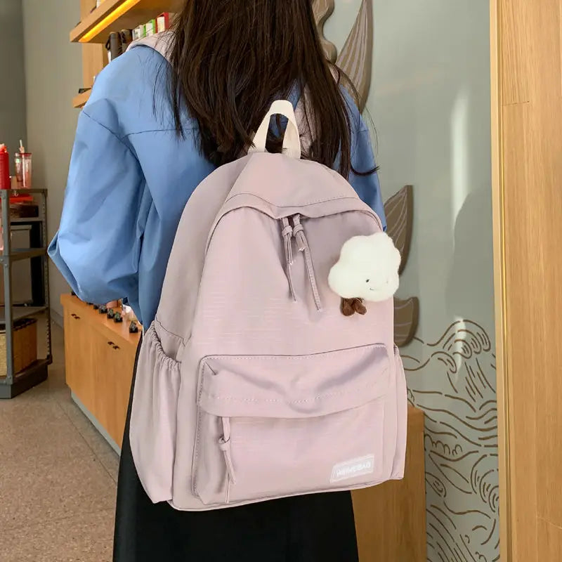 eybag Schoolbag Female Student Korean Version Female Junior High School College Solid Color Backpack Versatile High-value Backpack