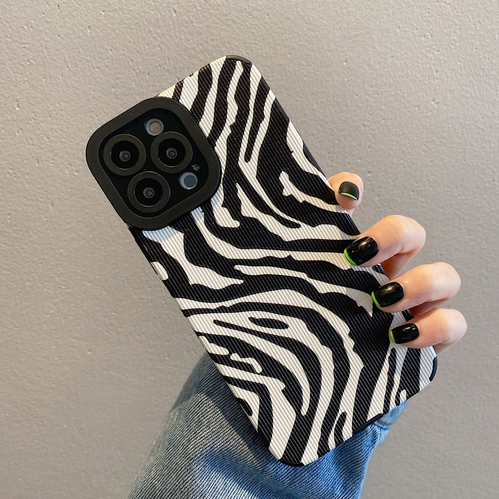 eybag New Zebra Stripe Phone Case For iPhone 14 Pro Max 11 12 13 Pro 7 8 Plus X XS Max XR Shockproof Soft Silicone Case Back Cover