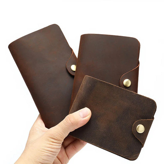 eybag Vintage leather Wallet Men Genuine Leather Women Credit Card Holder Short Purse Hasp Business Male Clutch Wallets