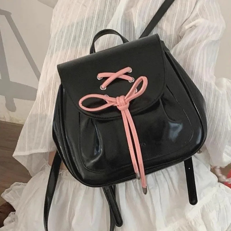 eybag Pink Backpacks for Women Korean Style 2024 New Fashion Small Leather Backpack Sweet Cute Casual Luxury Designer Female Bag