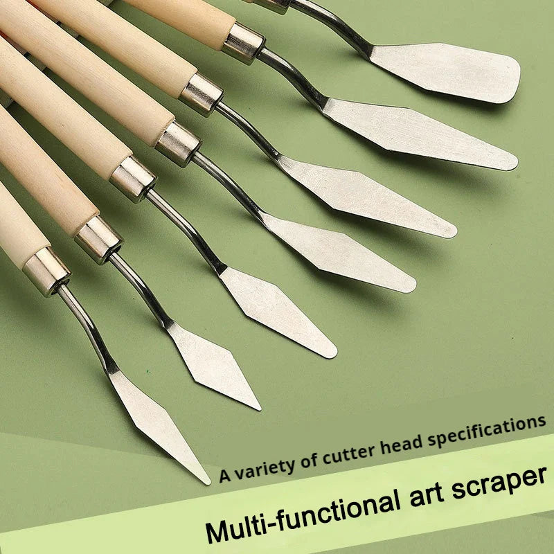 eybag 7Pcs/Set Stainless Steel Oil Painting Knives, Artist Crafts Spatula, Palette Knife, Mixing Knife, Scraper Art Tools