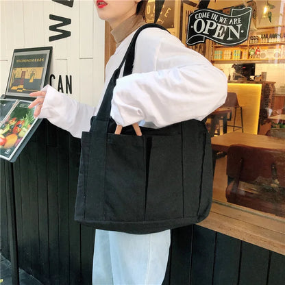 eybag 1 Piece Student Simplicity Style Shoulder Bag for Girl Korean Fashion Tote Bag High Capacity Notebook Pen Lipstick Storage Bag