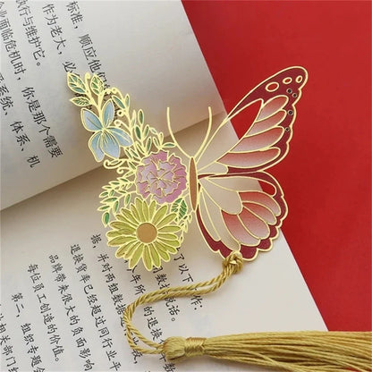 eybag Exquisite Butterfly Metal Bookmarks Fashion Flower Insect Shape Book Mark With Tassel School Office Supplies Student Stationery