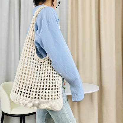 eybag Shopper Bags For Women Trend 2024 Cross Body Tote Bag Hollow Knitted Beach Women's Shoulder Bag Korean Popular Luxury Designer