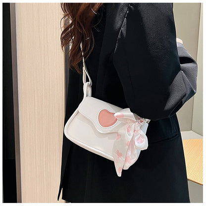 eybag Cute Love Heart Women's Small Square Shoulder Bags Fashion Female Messenger Bag Simple Ladies Crossbody Purse Handbag with Scarf