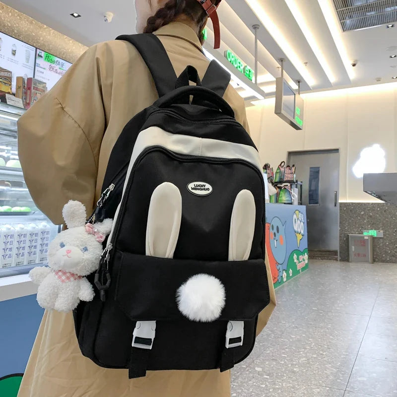 eybag Cute Rabbit Young Girl School Backpack Female Large Capacity Kawaii Back Pack Mochila Pink Women Bagpack Nylon Cartoon Schoolbag