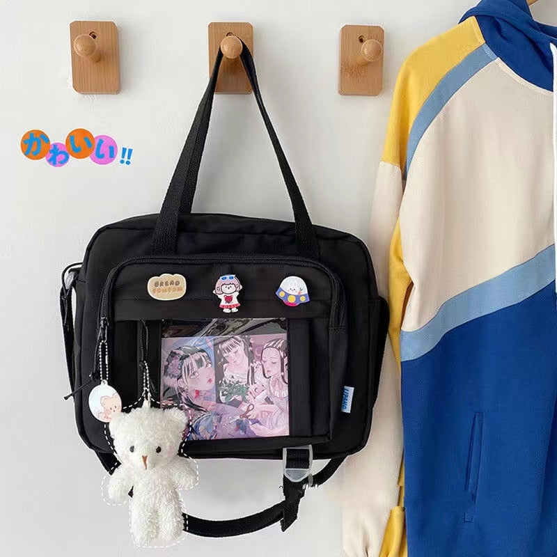 Lkblock Japanese High School Girls JK Bag Transparent Handbags Book Bag Satchels Shoulder Bag Itabag Big Crossbody Bags Women Ita bag