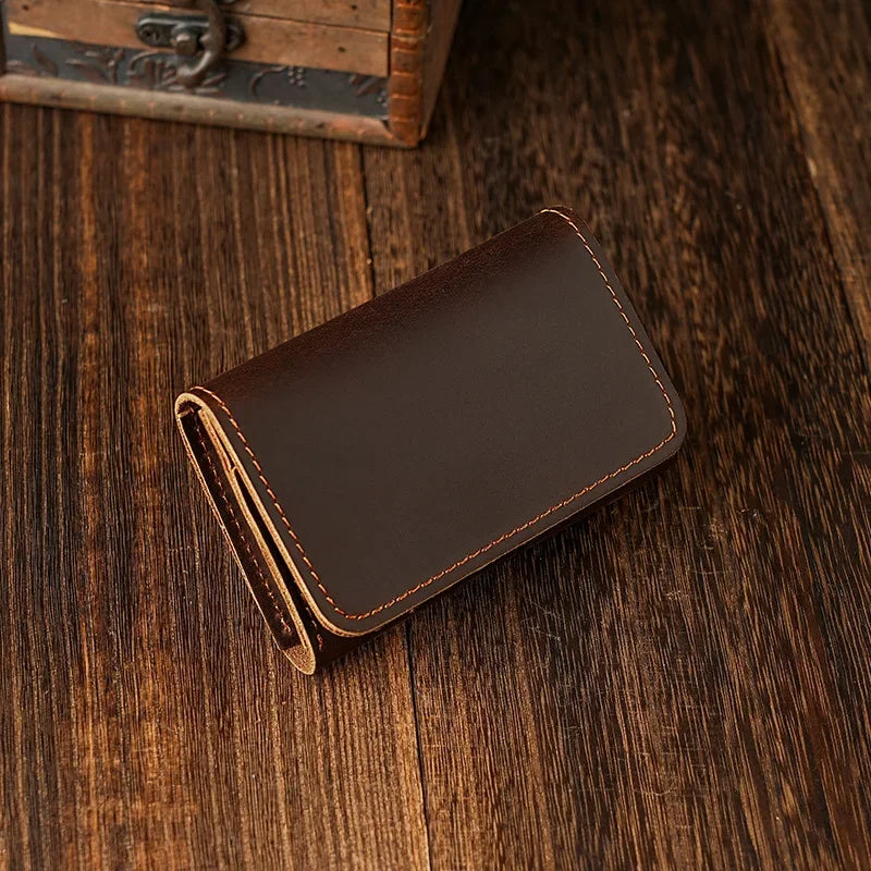 eybag Vintage Card Holder Men Genuine Leather Credit Card Holder Small Wallet Mini Purse for Men Money Bag ID Business Cards Holder