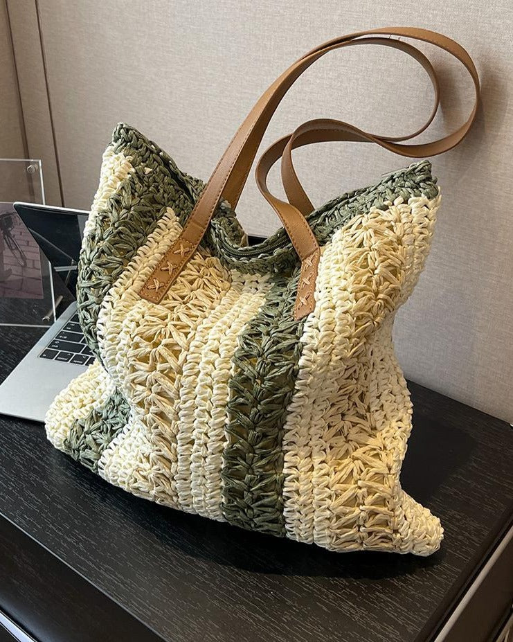 eybag Casual Large Capacity Straw Woven Tote Shoulder Bags For Women Luxury Designer Beach Ladies Handbags New Summer Shopping