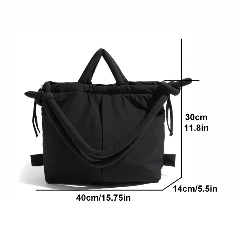 eybag Casual Nylon Padded Tote Bag Designer Soft Puffer Women Shoulder Crossbody Bags Simple Vintage Large Capacity Handbags