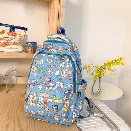 eybag Female Cartoon Print Book Bag Fashion Women Cute Leisure School Bag Girl Boy Graffiti Laptop Backpack Lady Travel College Trendy