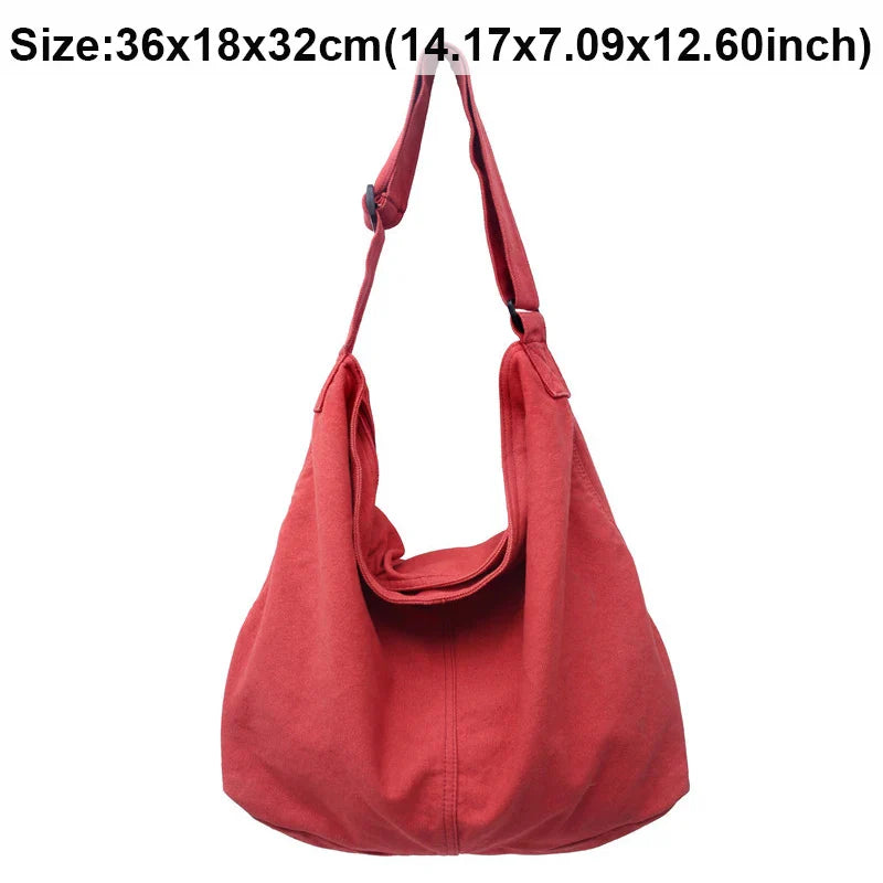 eybag Large Capacity Shoulder Bags Canvas Handbags for Women Solid Color Black/Green/Beige/Red Big Tote Bags School Crossbody Bags