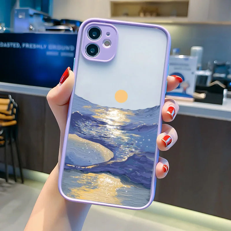 eybag Watercolor Phone Case For IPhone 14 13 12 11 15 Pro Max Mini X XS XR Max 7 8 Plus SE2 Cases Ocean Waves Shockproof Covers