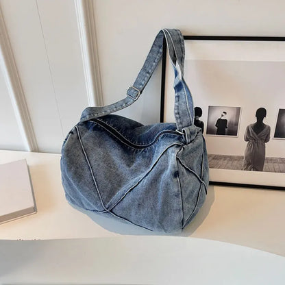 eybag Denim Crossbody Bag Female Literature And Art Large Capacity Student Leisure Canvas Bag Commuter Shoulder Bag