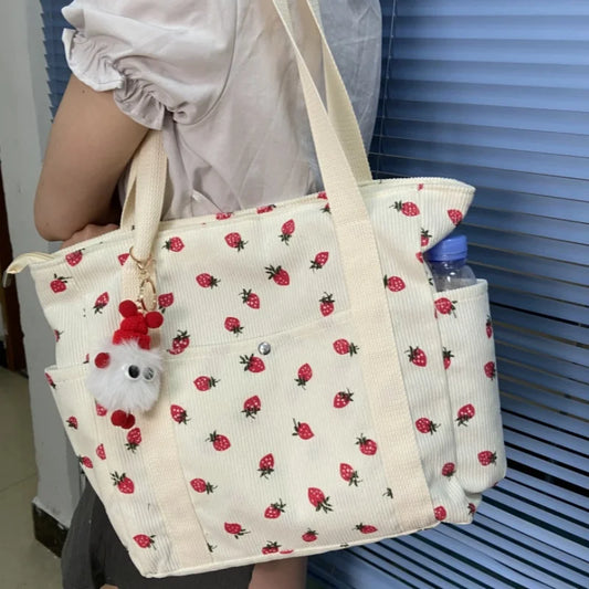 eybag Forest Fresh Corduroy Handbag Sweet and Fashionable Versatile Shoulder Bag Beautiful and Simple Commuter Women's Tote Bag