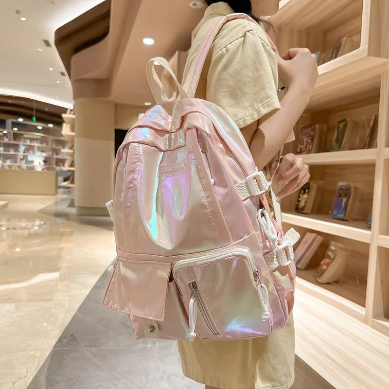 eybag Nylon Women Backpack Girls Teenage Student School Bag Korean Version Middle School Student Travel Laptop Backpack