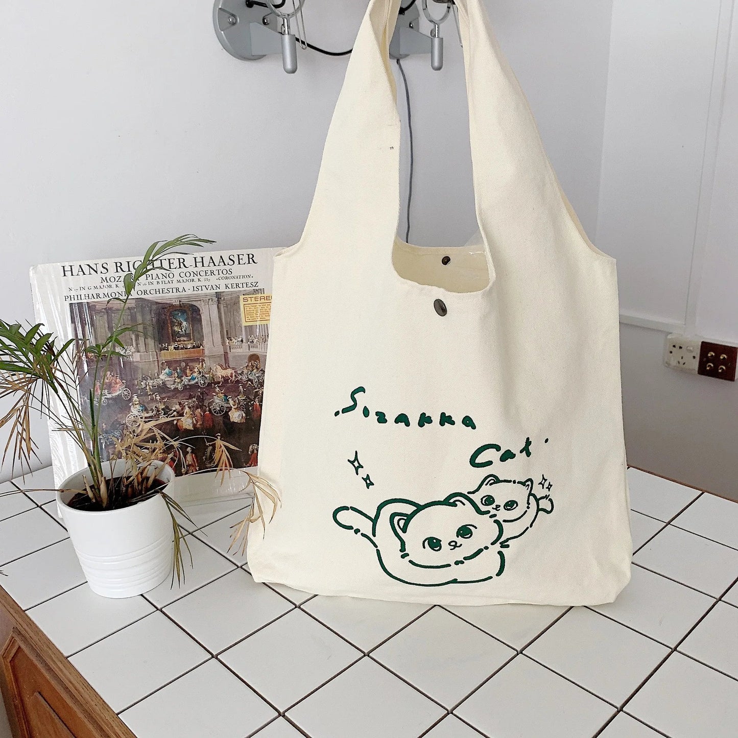 eybag Simple ECO-friendly Shopper Bag Women Japanese Kawaii Shoulder Bag Large Capacity Canvas Bag For Women Tote Bag Handbags Bolso