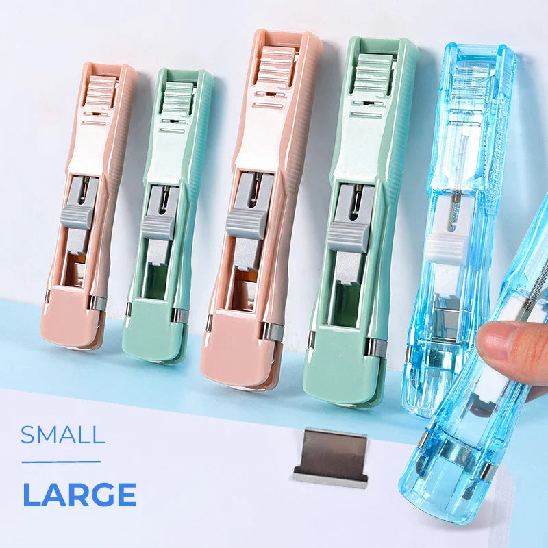 eybag Mini Traceless Reusable Hand Clamp Push Stapler Paper Book File Office School Student Binder Binding Tools Supplies Accessories