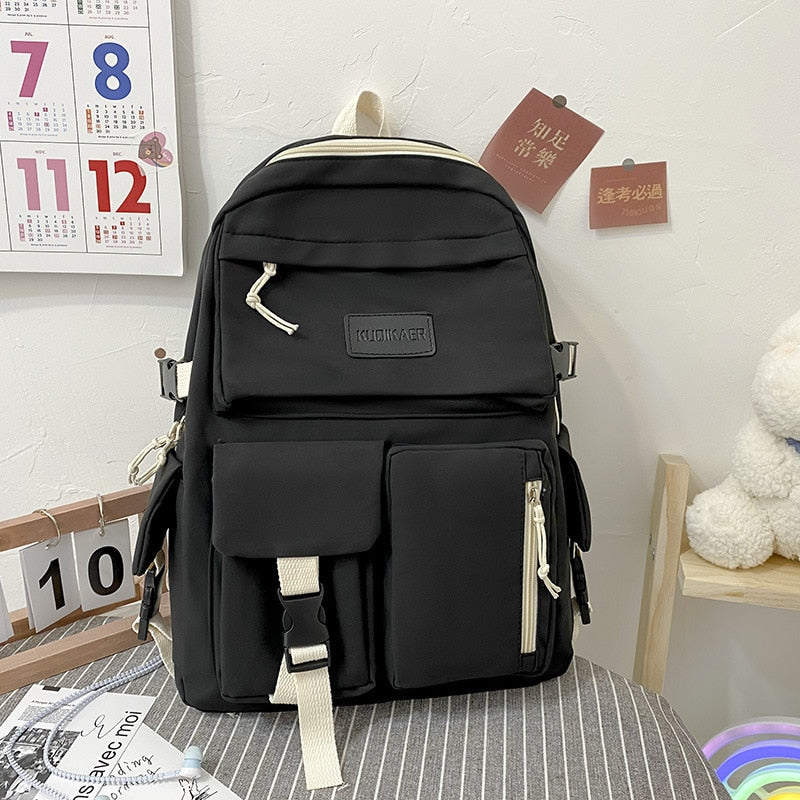 eybag New Korean High Capacity Junior High School Student School Bag Lightweight Simple Travel Bag Canvas Backpacks