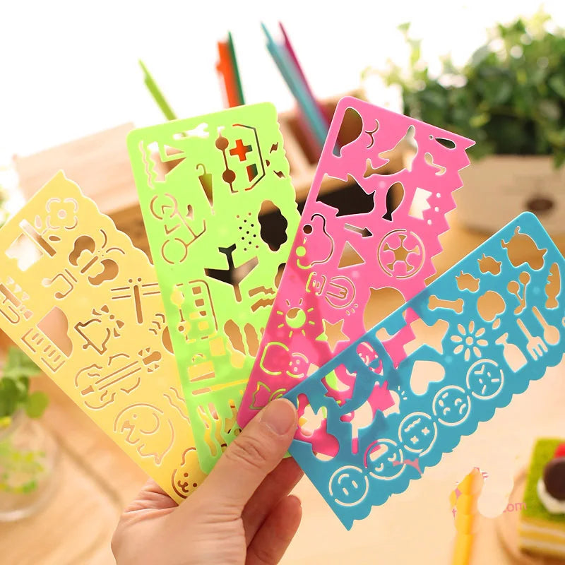 eybag 4Pcs/Lot Children Drawing Template Rulers Creative Baby Painting Stencils Scrapbooking DIY Tools Art Craft School Supplies Toys