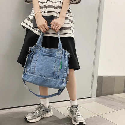 eybag Large Capacity Fashion Denim Crossbody Bags For Women Vintage Shoulder Bag Lady Tote Handbags Female Travel Messenger Schoolbag