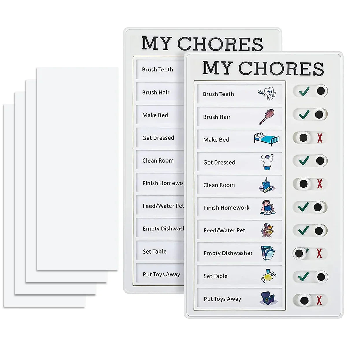 eybag 1 PC Kids Chore Chart with 5 Pcs Blank Card,Plastic Checklist Board with Detachable Cardstock to Do List for Routine Planning