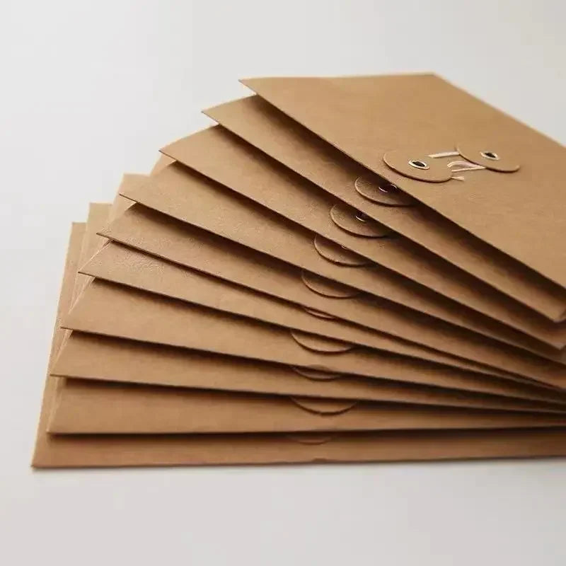 eybag 5/10pcs Vintage Kraft Paper Envelopes with Button String Tie Greeting Cards Postcards Letter Pads Cover Korean Stationery Office