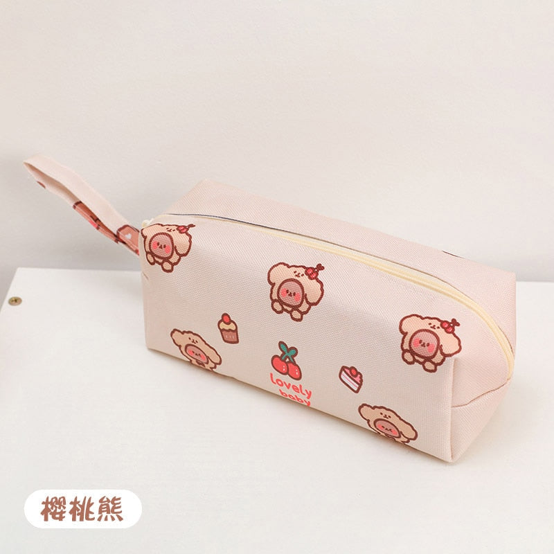 eybag Cartoon Little Bear Canvas Pencil Case Large Capacity Pencil Case Desktop Stationery Organizing Storage Bag