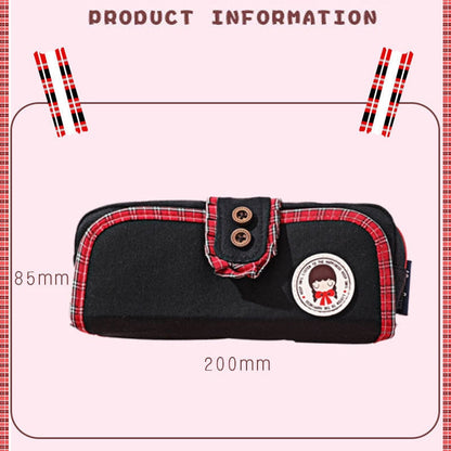 eybag Simple Design Pencil Cases Button Vintage Pen Bag Cute Kawaii Canvas Pencil Bag With Zipper Large Capacity Stationery Bag