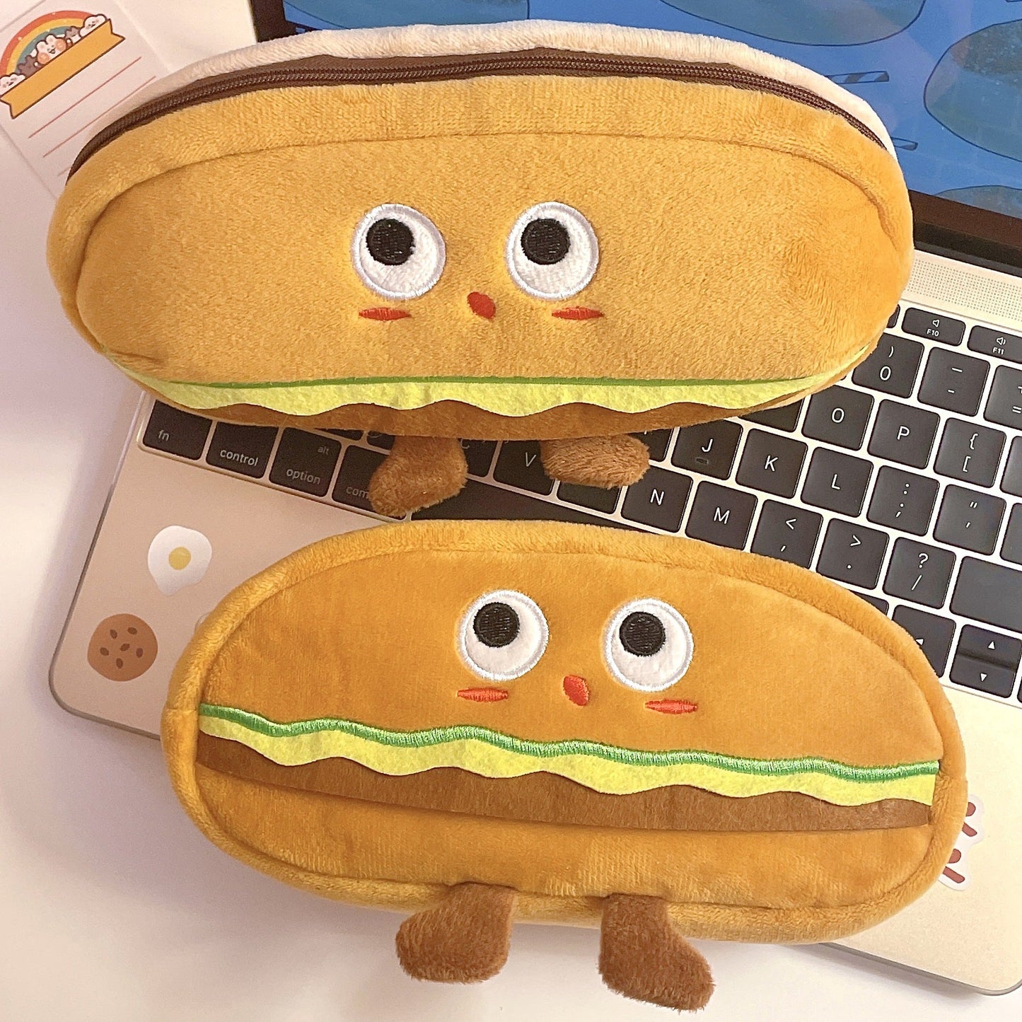 eybag Funny bread cute pencil case plush creative pencil bag School stationery bag Children pen case prizes gifts Student pencil cases