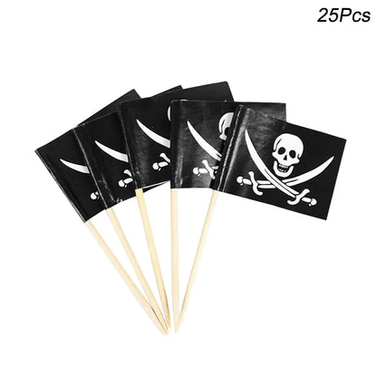 -Pirate Flag Toothpicks Cupcake Topper For Kids Boys Pirate Theme Birthday Party Cake Decoraiton Halloween Cocktail Pick Supplies