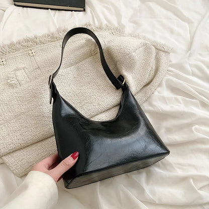 eybag Pu Leather Women Axillary Bags Brand Design Ladies Handbag Female Hobos Shoulder Bag Small Tote Bolsa Black Half-Moon