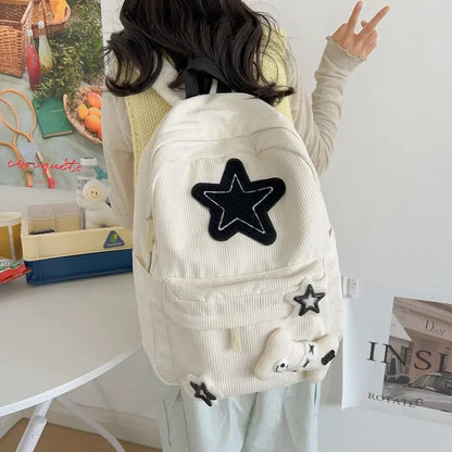 eybag Kawaii Backpack Women Stars Print Soft Corduroy Backpacks School Bags For College Students Cute Bag Mochilas Para Mujer Backpack