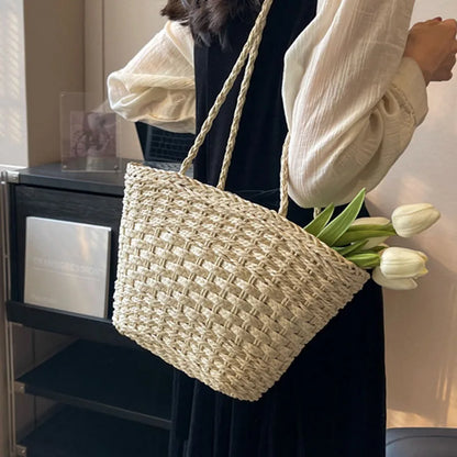 eybag Summer straw bag for women Large Capacity Woven Handmade Handbag Lady Tote Vacation Beach Bag Rattan Shoulder Bag Bucket bag