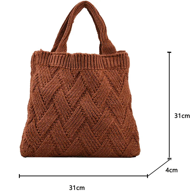 Lkblock Luxury design handbags for women winter wool knitting the tote bag Fashion Shoulder Female bag Women's purses messenger bag