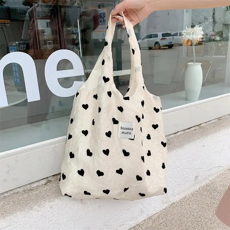 eybag Sweet Love Heart Women's Shoulder Bags Simple Ladies Vest Bag Thin Cloth Female Tote Handbags Clutch Purse Shopping Bag