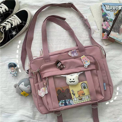 Lkblock Japanese High School Girls JK Bag Transparent Handbags Book Bag Satchels Shoulder Bag Itabag Big Crossbody Bags Women Ita bag