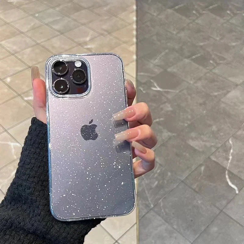 eybag Luxury Soft Silicone Clear Glitter Phone Case For IPhone 15 14 13 12 11 Pro Max 15 Plus X XS Max XR Shockproof Cover Funda