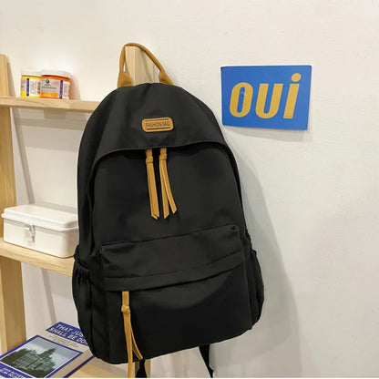 eybag Large-capacity Backpack Female Japanese Backpack Solid Color Junior High School Student Canvas Schoolbag Laptop Backpack