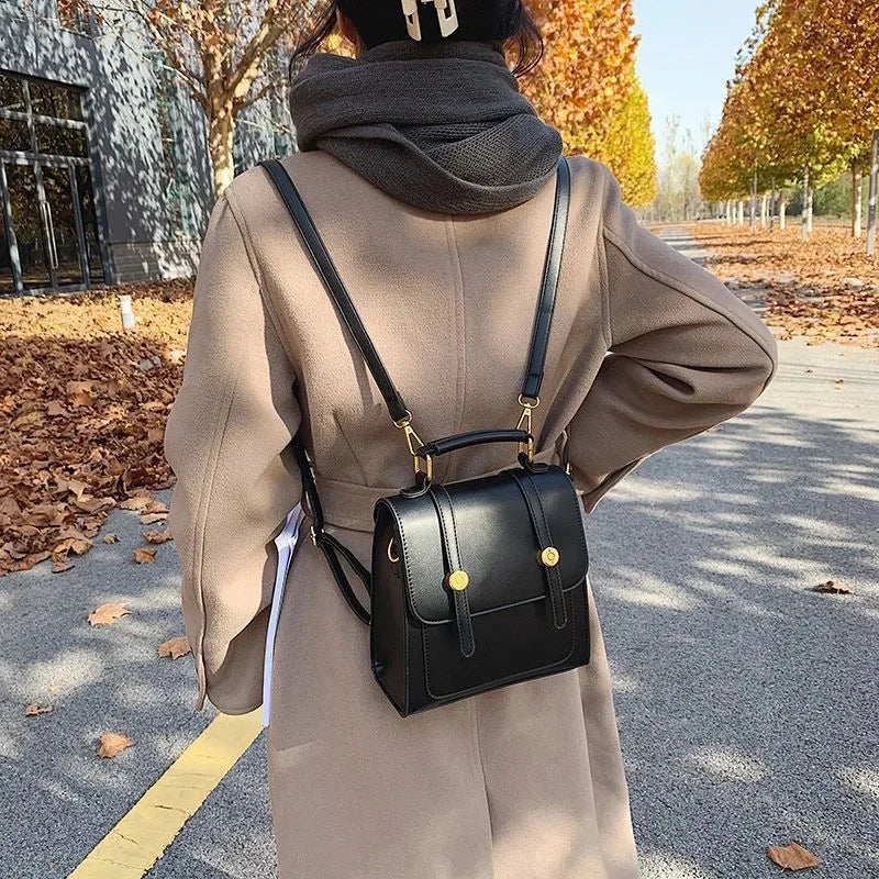 eybag Simplicity Brown Backpack Women Preppy Multifunction Messenger Bag Girl Travel Casual Shoulder Bag Aesthetic Handbag