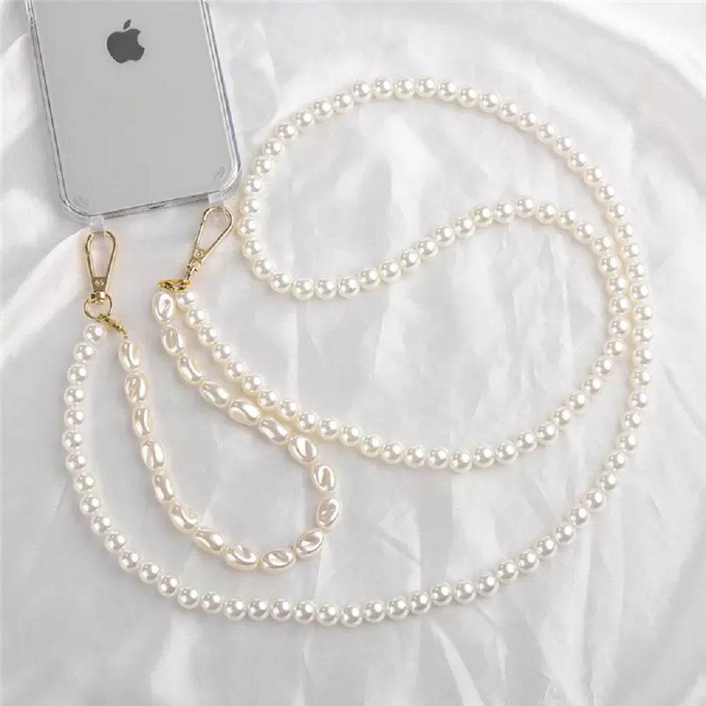 eybag DIY Luxury Pearl Chain Crossbody Strap Shockproof Acrylic Lanyard Phone Case for iPhone 14 13 12 PRO 15 Pro Max X XS 12 MINI