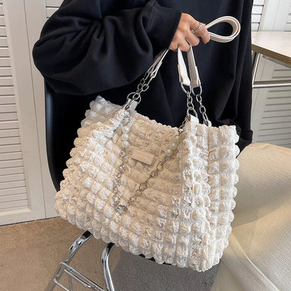 eybag Pleated design cloth bags for women new Casual High capacity tote bag beaded Messenger Shoulder bag ladies big Shopper bag